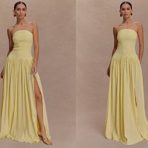 Meshki Yello Dress - Maureen Cotton Slit Maxi Dress - Lemon Size: XS